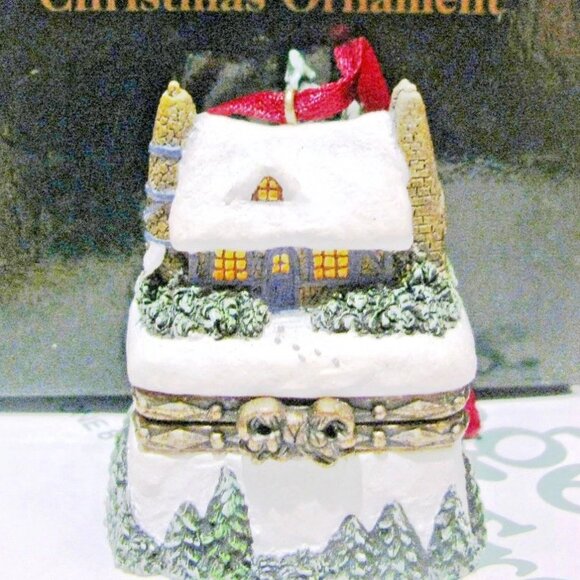 NWT THOMAS KINKADE 1999 Hinged Trinket Box Ornament Silent Night Xmas Cottage II - Picture 3 of 6